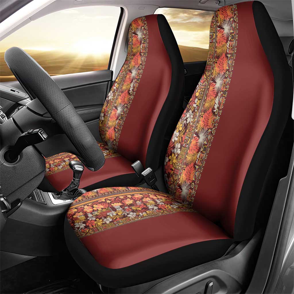 Hawaiian Tribal Elements Hibiscus Car Seat Cover Red Pattern - Polynesian Pride