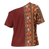 Hawaiian Tribal Elements Hibiscus Cross Shoulder Shirt Red Pattern - Polynesian Pride