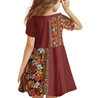 Hawaiian Tribal Elements Hibiscus Family Matching Off Shoulder Short Dress and Hawaiian Shirt Red Pattern - Polynesian Pride