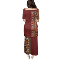 Hawaiian Tribal Elements Hibiscus Family Matching Puletasi and Hawaiian Shirt Red Pattern - Polynesian Pride