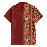 Hawaiian Tribal Elements Hibiscus Family Matching Short Sleeve Bodycon Dress and Hawaiian Shirt Red Pattern - Polynesian Pride