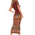 Hawaiian Tribal Elements Hibiscus Family Matching Short Sleeve Bodycon Dress and Hawaiian Shirt Red Pattern - Polynesian Pride