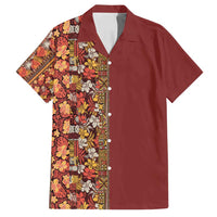 Hawaiian Tribal Elements Hibiscus Family Matching Summer Maxi Dress and Hawaiian Shirt Red Pattern - Polynesian Pride