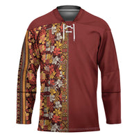 Hawaiian Tribal Elements Hibiscus Hockey Jersey Red Pattern - Polynesian Pride