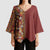 Hawaiian Tribal Elements Hibiscus Kimono Sleeve Blouse Red Pattern - Polynesian Pride