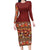 Hawaiian Tribal Elements Hibiscus Long Sleeve Bodycon Dress Red Pattern - Polynesian Pride
