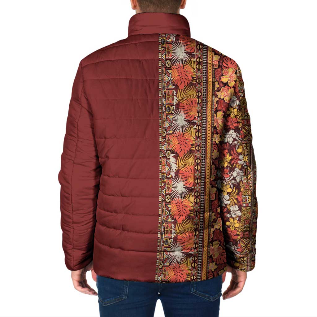 Hawaiian Tribal Elements Hibiscus Padded Jacket Red Pattern - Polynesian Pride