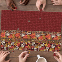 Hawaiian Tribal Elements Hibiscus Puzzle Red Pattern - Polynesian Pride