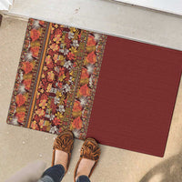 Hawaiian Tribal Elements Hibiscus Rubber Doormat Red Pattern - Polynesian Pride