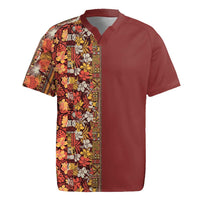Hawaiian Tribal Elements Hibiscus Rugby Jersey Red Pattern - Polynesian Pride