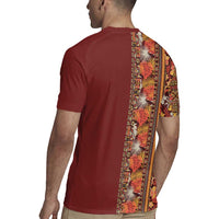 Hawaiian Tribal Elements Hibiscus Rugby Jersey Red Pattern - Polynesian Pride