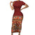 Hawaiian Tribal Elements Hibiscus Short Sleeve Bodycon Dress Red Pattern - Polynesian Pride