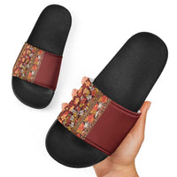 Hawaiian Tribal Elements Hibiscus Slide Sandals Red Pattern - Polynesian Pride