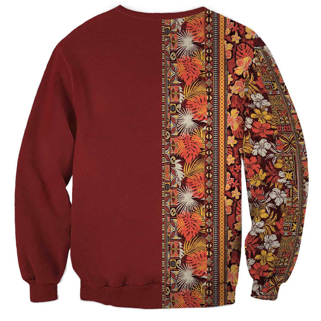 Hawaiian Tribal Elements Hibiscus Sweatshirt Red Pattern - Polynesian Pride