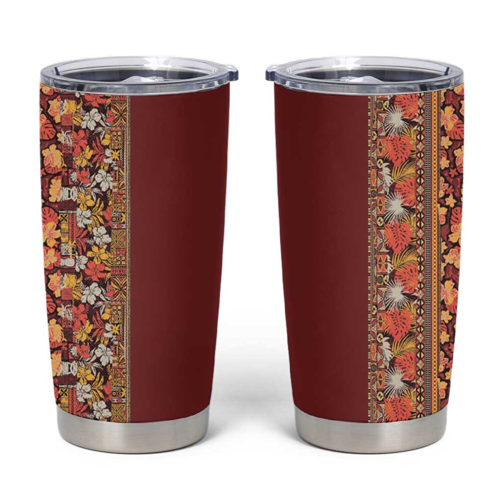 Hawaiian Tribal Elements Hibiscus Tumbler Cup Red Pattern - Polynesian Pride