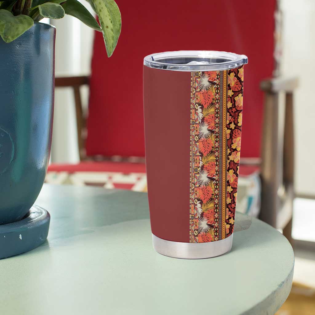 Hawaiian Tribal Elements Hibiscus Tumbler Cup Red Pattern - Polynesian Pride