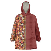 Hawaiian Tribal Elements Hibiscus Wearable Blanket Hoodie Red Pattern - Polynesian Pride