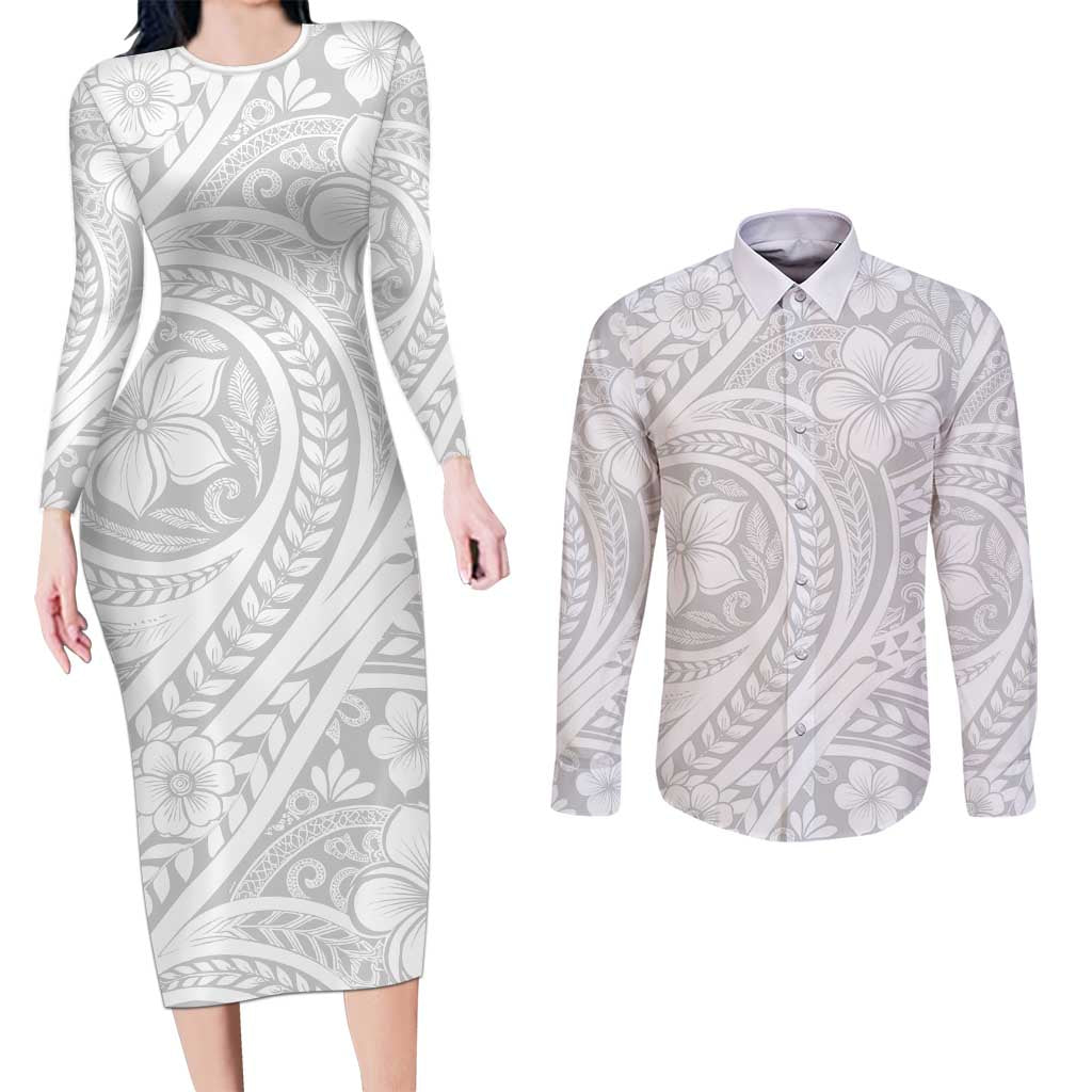 Lotu Tamaiti Samoan Polynesian Tribal Couples Matching Long Sleeve Bodycon Dress and Long Sleeve Button Shirt - Polynesian Pride