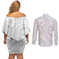 Lotu Tamaiti Samoan Polynesian Tribal Couples Matching Off Shoulder Short Dress and Long Sleeve Button Shirt - Polynesian Pride