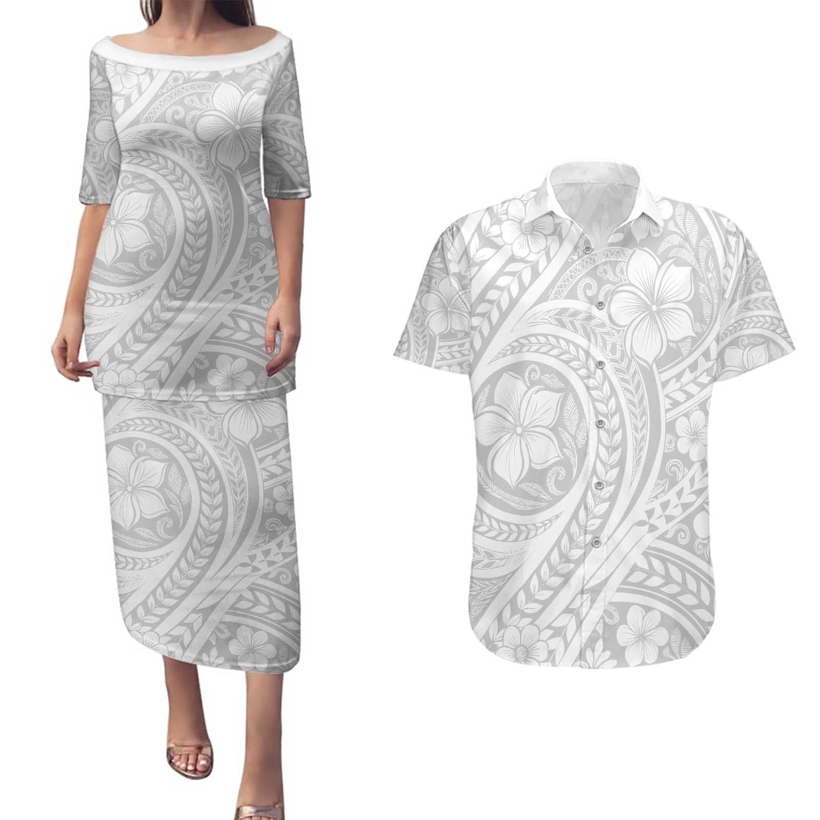 Lotu Tamaiti Samoan Polynesian Tribal Couples Matching Puletasi and Hawaiian Shirt - Polynesian Pride