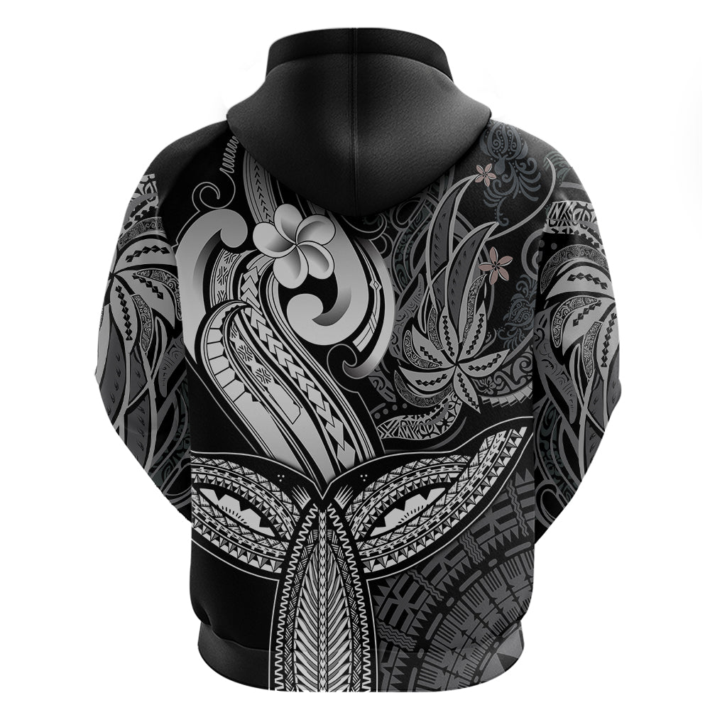 Polynesia Hoodie Whale Tale and Polynesian Sunset Plumeria Black LT9 - Polynesian Pride