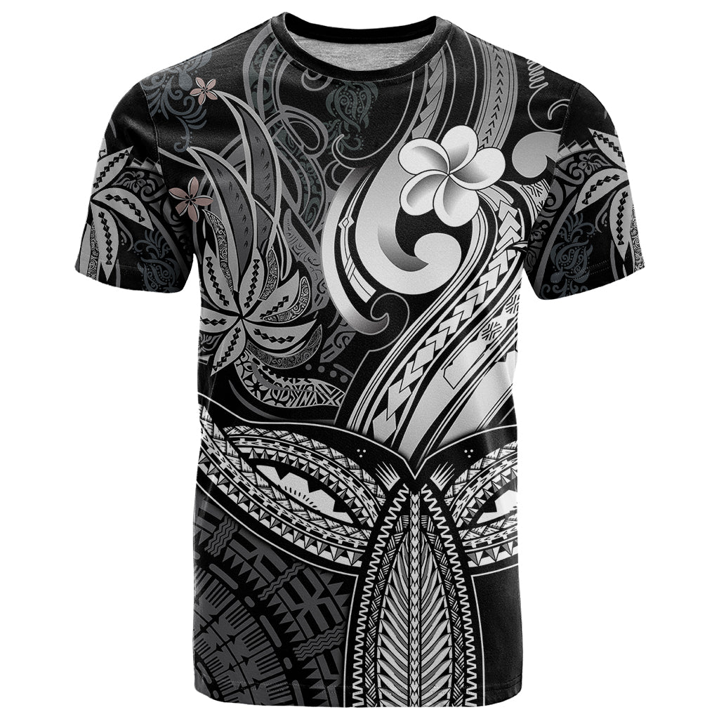 Polynesia T Shirt Whale Tale and Polynesian Sunset Plumeria Black LT9 Black - Polynesian Pride