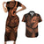 Polynesia Couples Matching Short Sleeve Bodycon Dress and Hawaiian Shirt Whale Tale and Polynesian Sunset Plumeria Gold LT9 Gold - Polynesian Pride