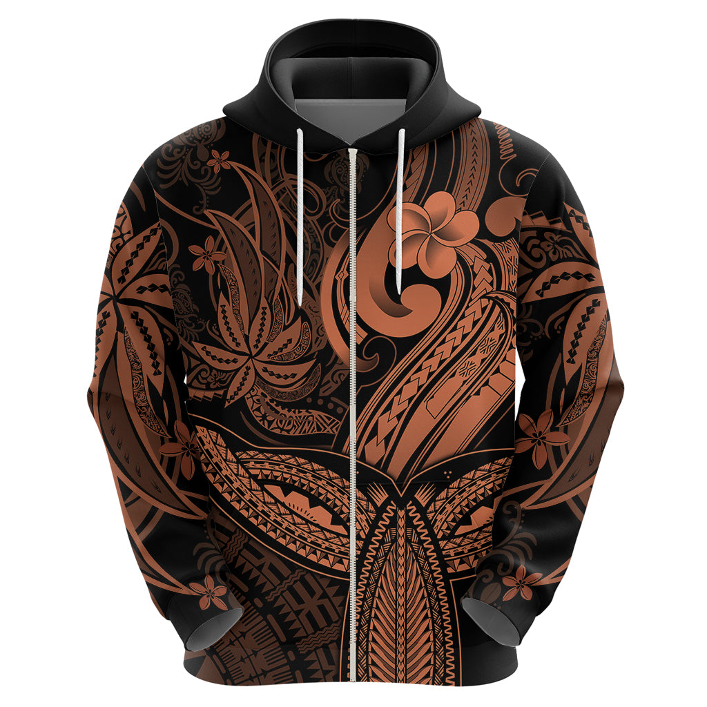 Polynesia Hoodie Whale Tale and Polynesian Sunset Plumeria Gold LT9 - Polynesian Pride