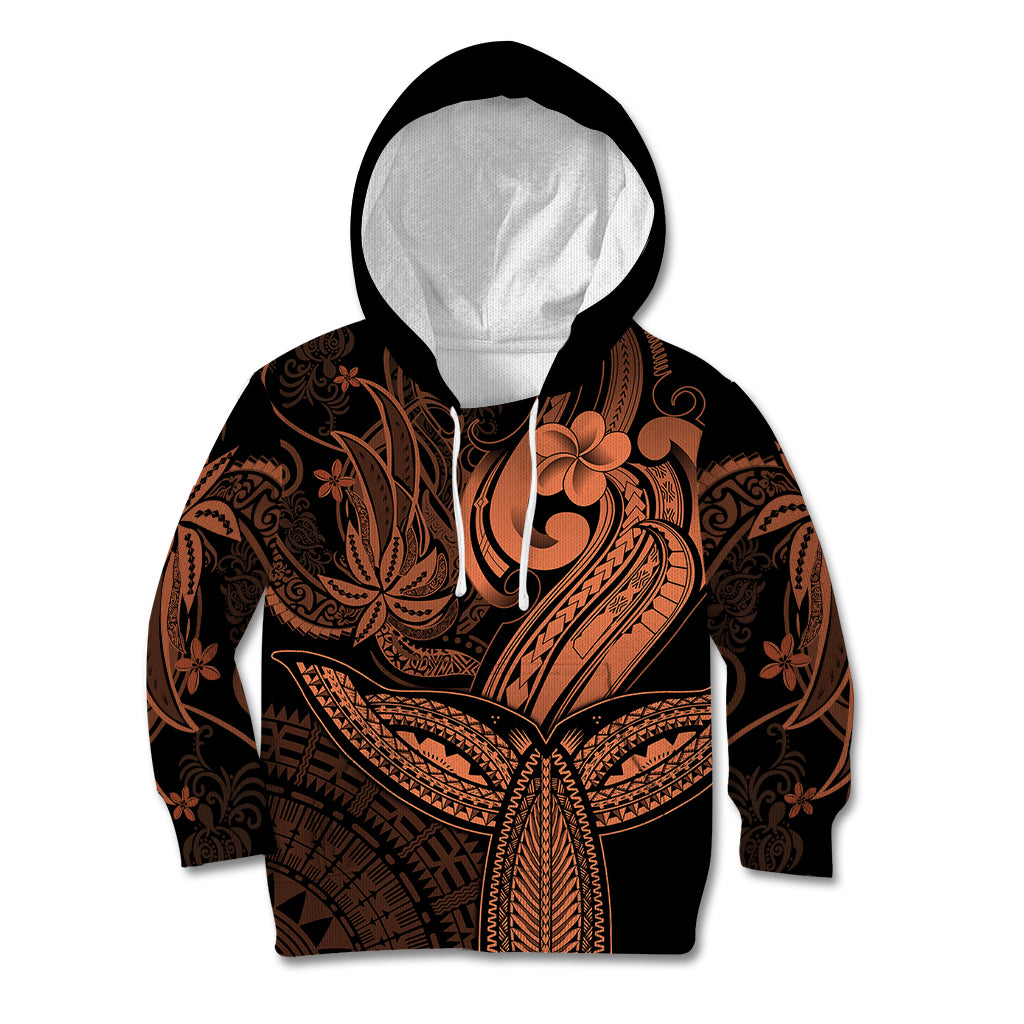 Polynesia Kid Hoodie Whale Tale and Polynesian Sunset Plumeria Gold LT9 Hoodie Gold - Polynesian Pride