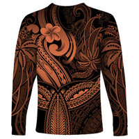 Polynesia Long Sleeve Shirt Whale Tale and Polynesian Sunset Plumeria Gold LT9 - Polynesian Pride