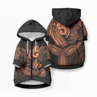 Whale Tale and Polynesian Sunset Plumeria Gold Pet Hoodie LT9 Zip-up Gold - Polynesian Pride