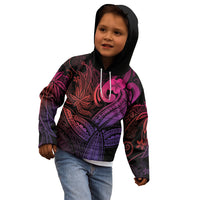 Polynesia Kid Hoodie Whale Tale and Polynesian Sunset Plumeria Pink LT9 - Polynesian Pride