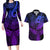 Polynesia Couples Matching Long Sleeve Bodycon Dress and Hawaiian Shirt Whale Tale and Polynesian Sunset Plumeria Purple LT9 Purple - Polynesian Pride