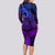 Polynesia Long Sleeve Bodycon Dress Whale Tale and Polynesian Sunset Plumeria Purple LT9 - Polynesian Pride