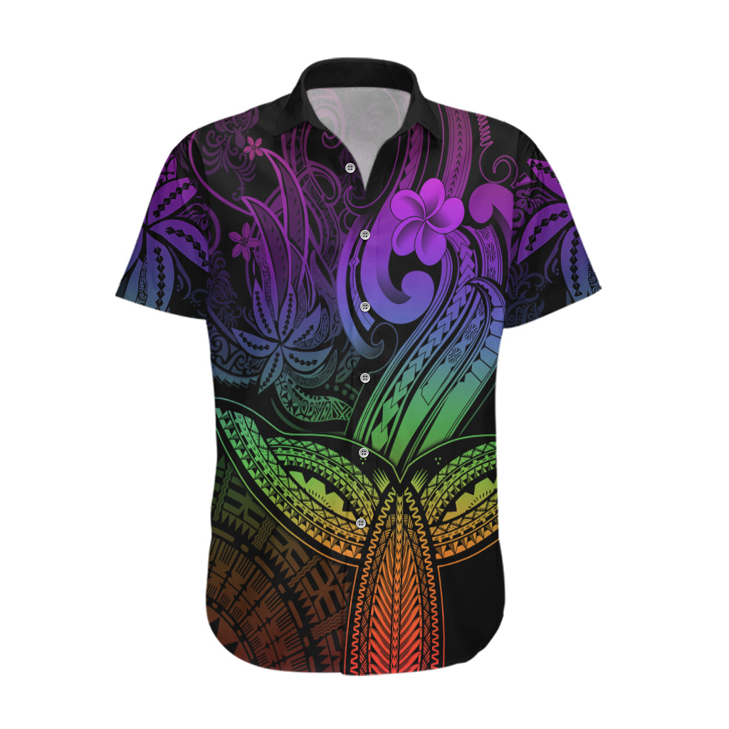 Polynesia Hawaiian Shirt Whale Tale and Polynesian Sunset Plumeria Rainbow LT9 Rainbow - Polynesian Pride