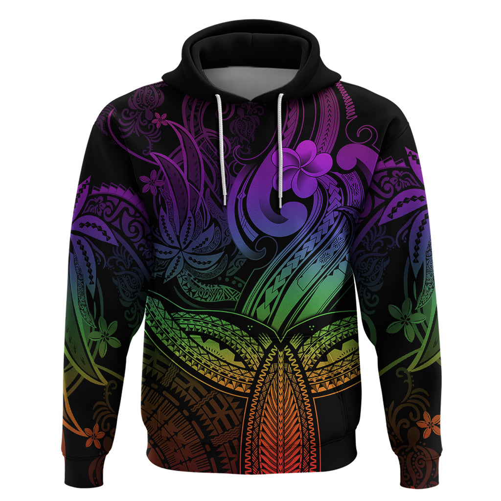 Polynesia Hoodie Whale Tale and Polynesian Sunset Plumeria Rainbow LT9 Rainbow - Polynesian Pride