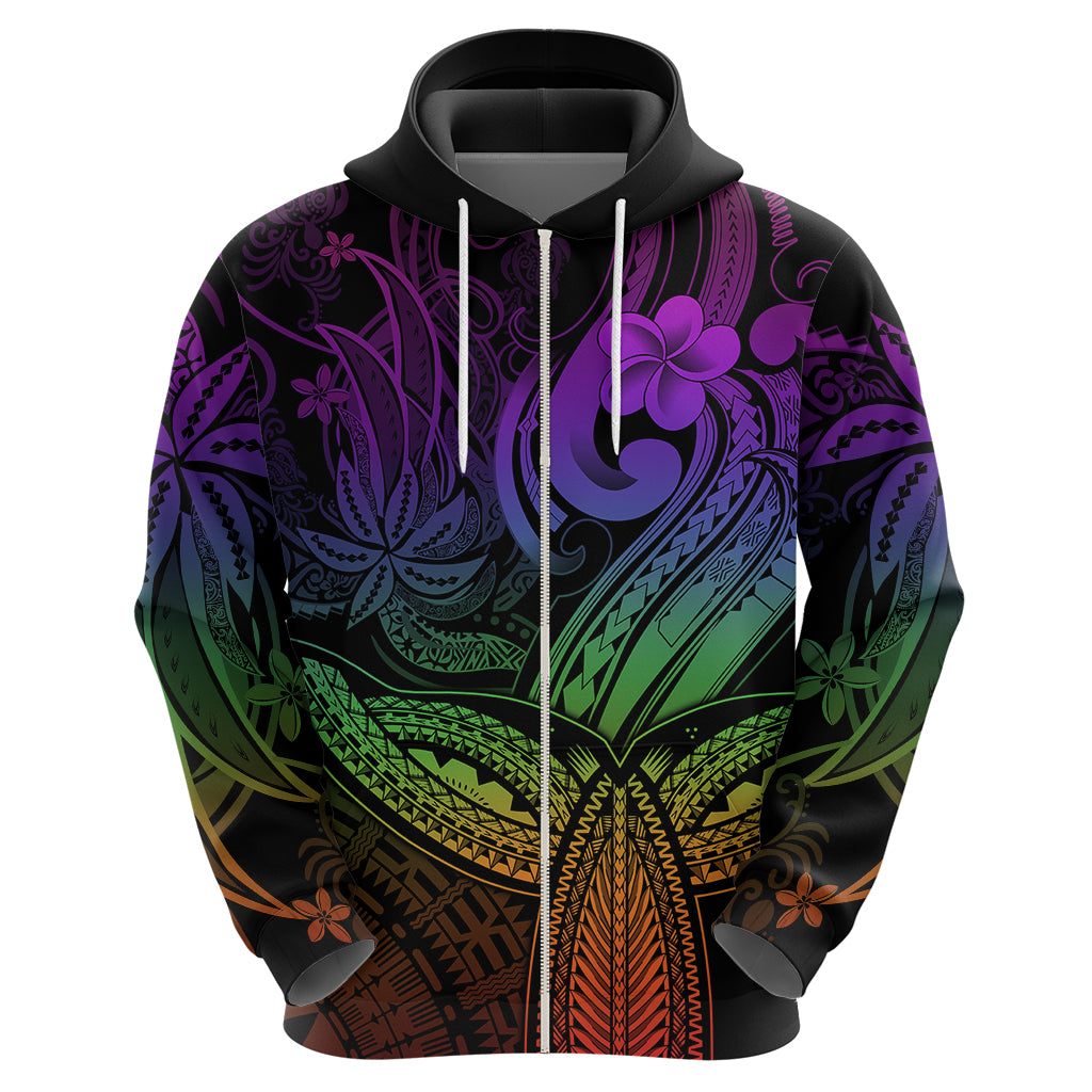 Polynesia Hoodie Whale Tale and Polynesian Sunset Plumeria Rainbow LT9 - Polynesian Pride