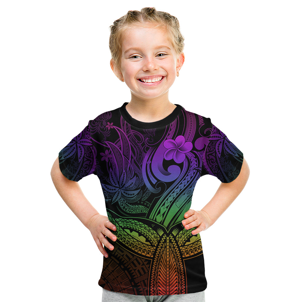 Polynesia Kid T Shirt Whale Tale and Polynesian Sunset Plumeria Rainbow LT9 Rainbow - Polynesian Pride