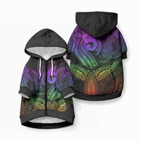 Whale Tale and Polynesian Sunset Plumeria Rainbow Pet Hoodie LT9 Zip-up Rainbow - Polynesian Pride