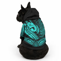 Whale Tale and Polynesian Sunset Plumeria Turquoise Pet Hoodie LT9 - Polynesian Pride