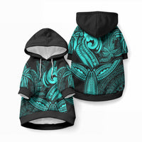 Whale Tale and Polynesian Sunset Plumeria Turquoise Pet Hoodie LT9 Pullover Turquoise - Polynesian Pride