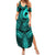 Polynesia Summer Maxi Dress Whale Tale and Polynesian Sunset Plumeria Turquoise LT9 Women Turquoise - Polynesian Pride