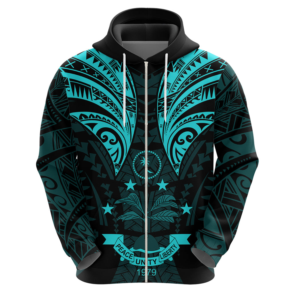 FSM Chuuk States Hoodie Micronesia Vintage Polynesian Tribal Aqua Version LT9 - Polynesian Pride