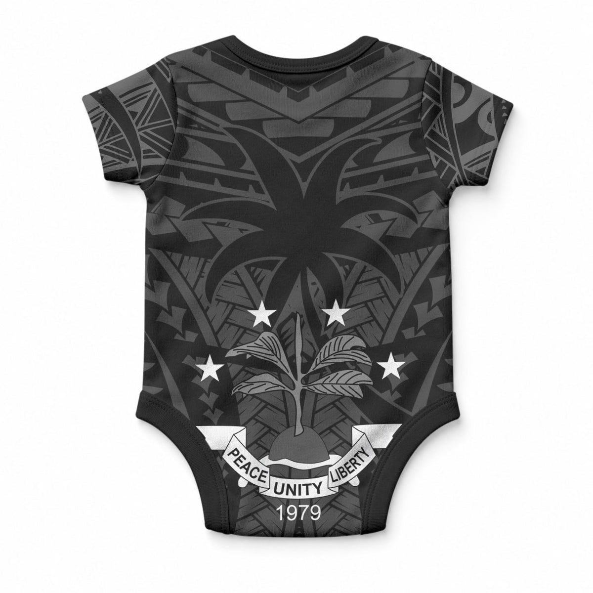 FSM Chuuk States Baby Onesie Micronesia Vintage Polynesian Tribal Black Version LT9 - Polynesian Pride