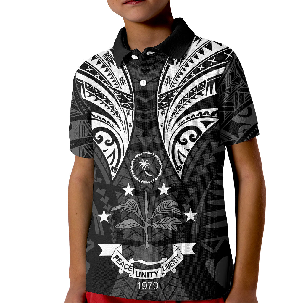 FSM Chuuk States Kid Polo Shirt Micronesia Vintage Polynesian Tribal Black Version LT9 Kid Black - Polynesian Pride