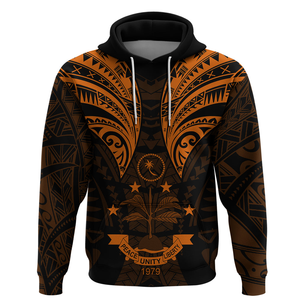 FSM Chuuk States Hoodie Micronesia Vintage Polynesian Tribal Gold Version LT9 Pullover Hoodie Gold - Polynesian Pride