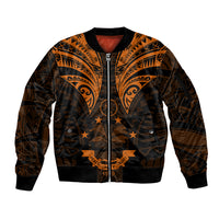 FSM Chuuk States Sleeve Zip Bomber Jacket Micronesia Vintage Polynesian Tribal Gold Version LT9 Unisex Gold - Polynesian Pride