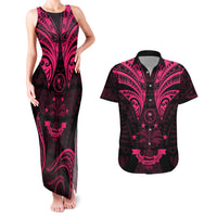 FSM Chuuk States Couples Matching Tank Maxi Dress and Hawaiian Shirt Micronesia Vintage Polynesian Tribal Pink Version LT9 Pink - Polynesian Pride