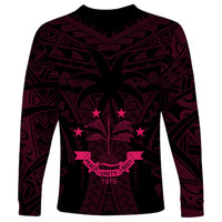 FSM Chuuk States Long Sleeve Shirt Micronesia Vintage Polynesian Tribal Pink Version LT9 - Polynesian Pride