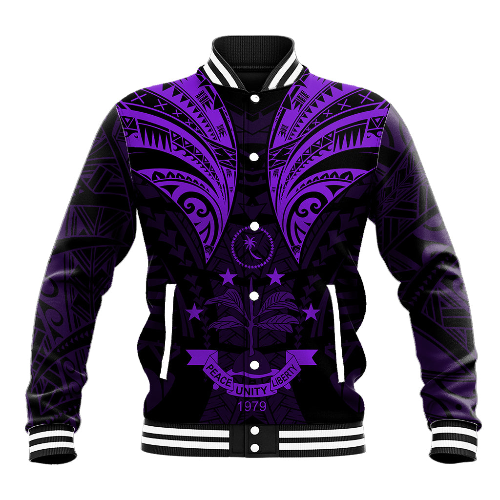 FSM Chuuk States Baseball Jacket Micronesia Vintage Polynesian Tribal Purple Version LT9 Unisex Purple - Polynesian Pride